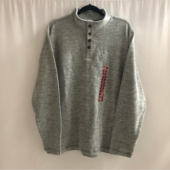 GAP Men’s Gray Mockneck Henley Pullover Sweater - Picture 1 of 7